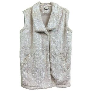 AMS Pure Faux Fur Shimmer Sleeveless Vest Jacket Beige Cream Ivory Size US 6